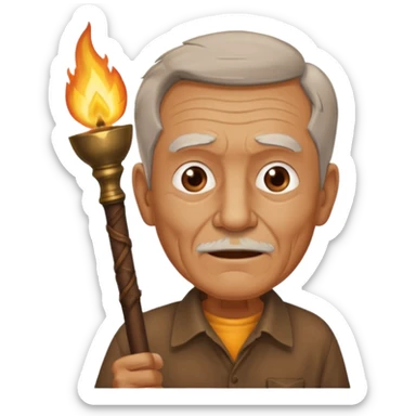 brown shirt old man The torchbearer sticker