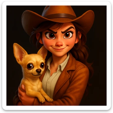 Enhance the image quality with more details, sharpness, and vivid colors in a Pixar-inspired style that is even more expressive. Keep the dark background as is. sticker