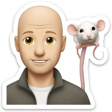 Bald white Man with pet rat sticker