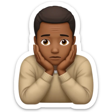 black man with face resting on hands showing boredom sticker