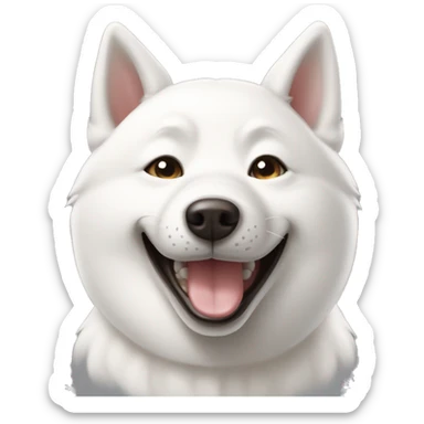 white siba inu grinning squinting face close eyes sticker