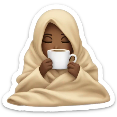 girl inside a blanket sipping coffee eyes closed sticker
