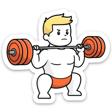 White man lifting weights  sticker