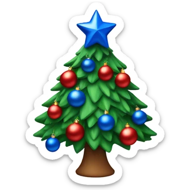 Christmas tree with red and blue decoration  sticker