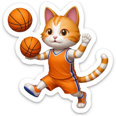 cat playing basketball sticker