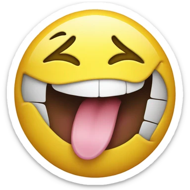 yellow smiley face with eyes pointing up diagonally with tongue sticking out to the side sticker