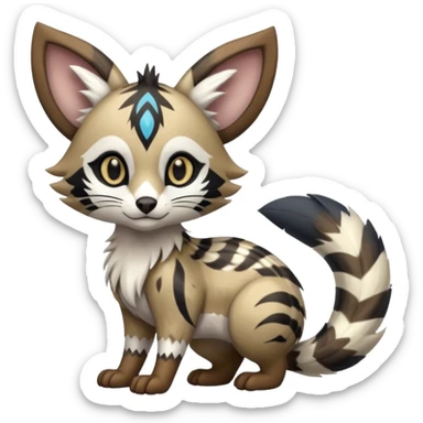 Futuristic furry fluffy floofy feathery tribal marked Genet-Absol-Furret-Zeraora-Primagen-fusion-creature  sticker