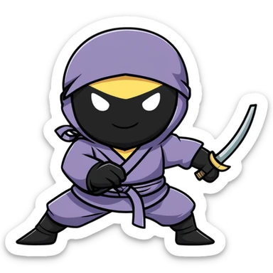 a cute cartoon ninja in action pose sticker