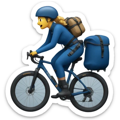 bikepacking woman on a dark blue bike sticker