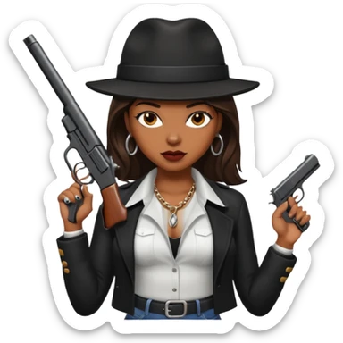 A sexy black female gangster with a gun sticker