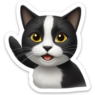 un gato blanco y negro sticker