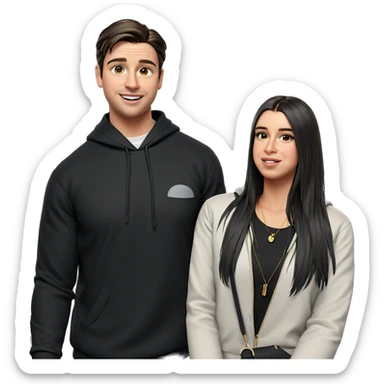 duo with stylish accessories sticker