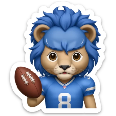 blue color lion wearing american football jersey sticker