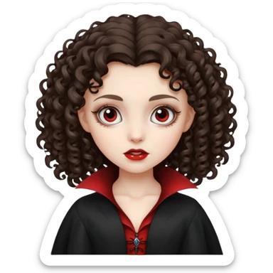 vampire brunette girl with curly, almost straight hair big sticker