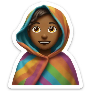 Screaming brown skin girl with a blanket sticker