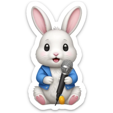 white bunnie singing to mic sticker