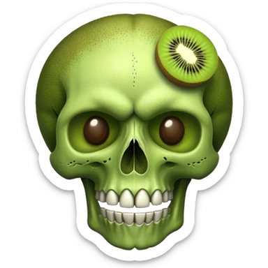 a mix with kiwi and skull sticker