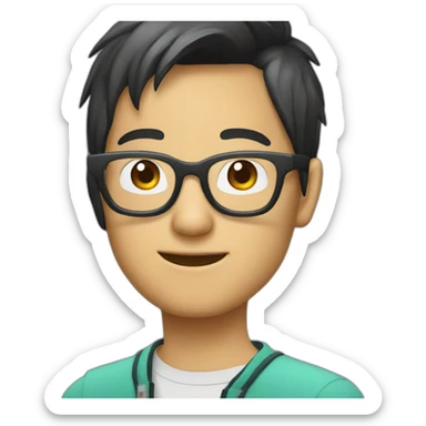 Asian nerd with wayfarer glasses sticker