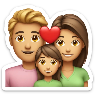 Heart and mom and dad and kids sticker