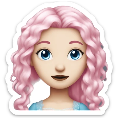 Cute pink pale vampire princess blue eyes pink hair sticker