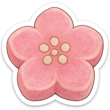 pink flower-shaped candy, ghibli style, isolated on transparent background sticker
