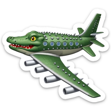 Un avions com cara de cocodrlilo i el cuerpo gris sticker