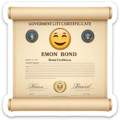 Minimalistic 3D emoji style government bond certificate, rolled parchment document without ribbon, clean beige paper, subtle texture, financial document look, simple shading, soft shadow, isolated on transparent background, professional, modern emoji design, no festive elements, no bow sticker