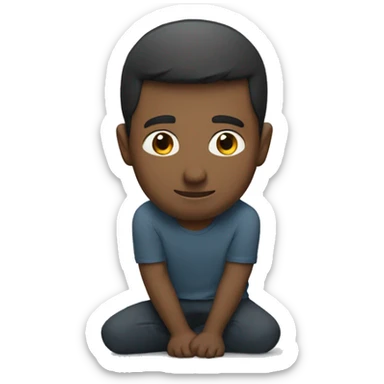 Man kneeling with arms behind his back and head tilted downward sticker