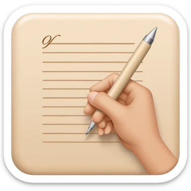 writing hand (✍🏻) + beige pen sticker