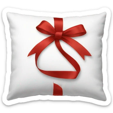 Aesthetic white pillow with red ribbon sticker