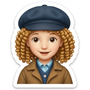 a little girl kid with curly hair, deerstalker sticker