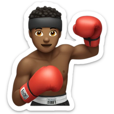 A amateur boxer with headgear and gloves sticker