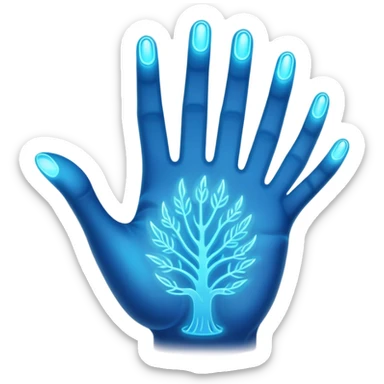 ethereal glowing hand with intricate palm lines and mystical symbols sticker