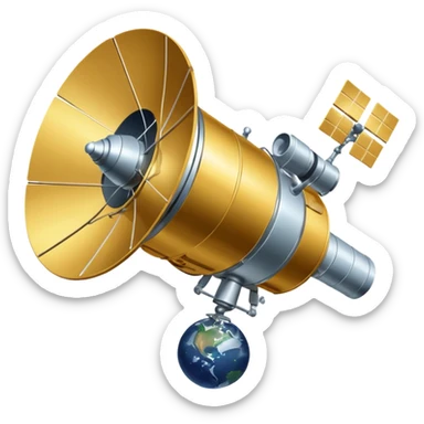 orbiting satellite in space observing stars sticker