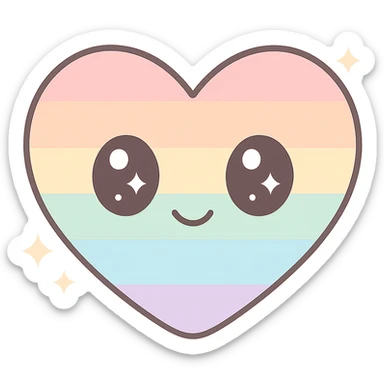 rainbow pride heart, kawaii style, no text, sparkle effect sticker