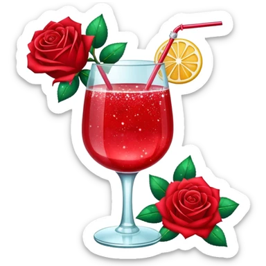 Glittery with roses red mocktail sticker