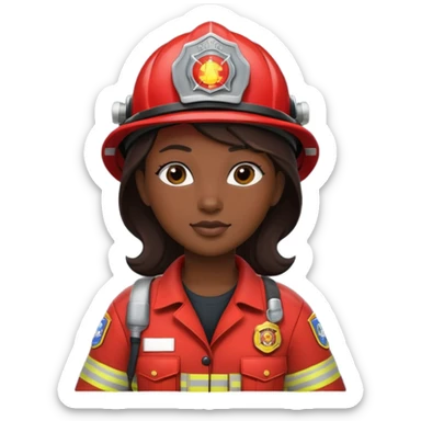 firefighter woman dark skin sticker