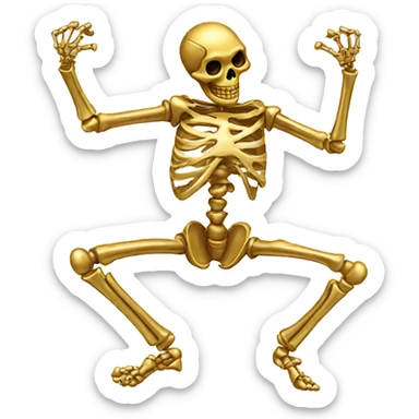 golden skeleton dancing sticker