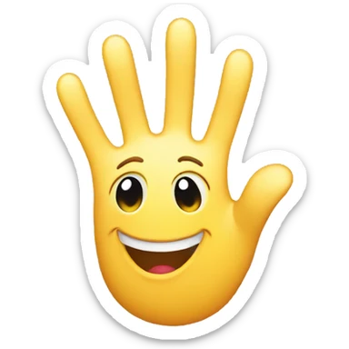 Smiley emoji with a waving hand sticker