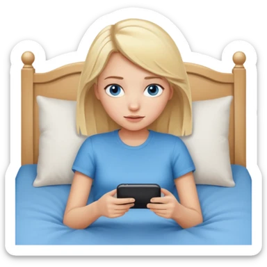 girl texting on bed sticker
