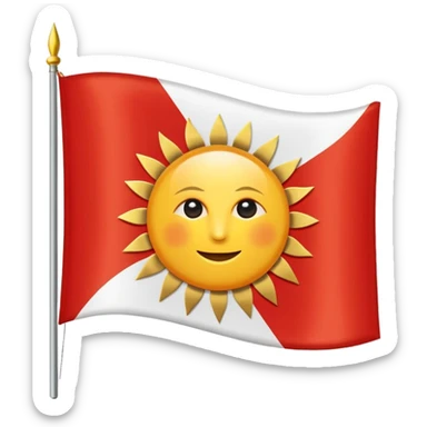 The ezidisch flag is white and red and in the middel is die sun  sticker
