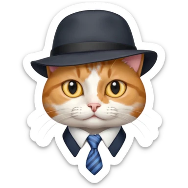 cat with ties and hat sticker