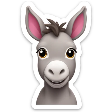 Cute baby donkey with lots of ping hearts, and with pink ears  sticker