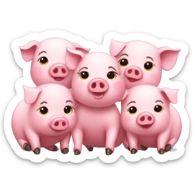 little pig trio in love sticker