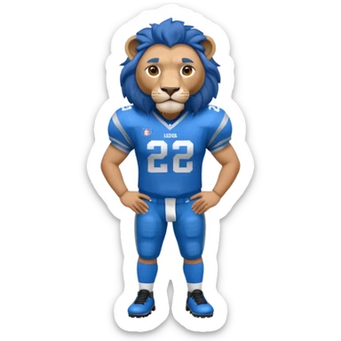 full blue color lion, wearing blue american football jersey sticker