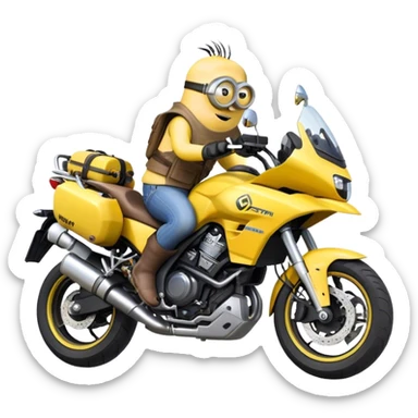 dibujo de moto VStron con un minions montado sticker