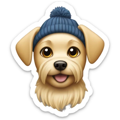 Small blonde Dog in a beanie  sticker