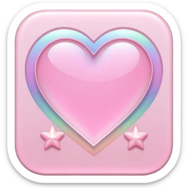 Iridescent pastel pink romantic formal elegant sophisticated cultured neat pretty beautiful nifty app icon with tiny heart shape and tiny star shape sticker