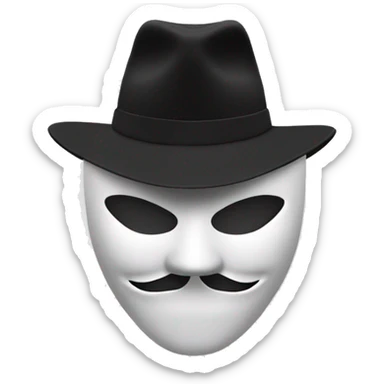 white hat hacker emoji with anonymous mask sticker