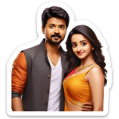thalapathy vijay and trisha sticker